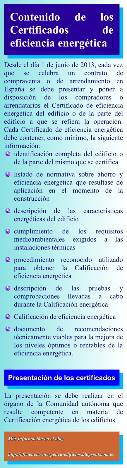 Contenido de los certificados energéticos