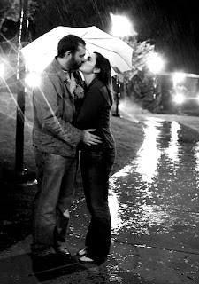 Lovely Couple Kissing in Rain