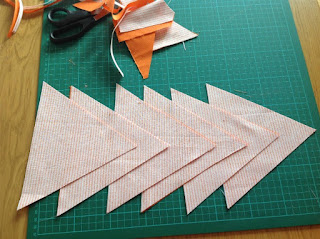 picture showing 6 triangles on cutting mat