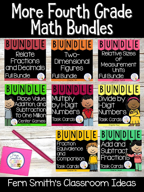 You can click on the picture or the caption below it to arrive at my TpT store already sorted for the grade level items you want for your class. Fourth Grade Go Math Bundles for Your Fourth Grade and Fifth Grade Students. #FernSmithsClassroomIdeas