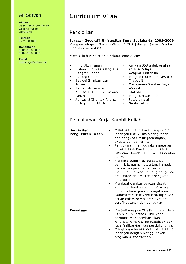 Curriculum Vitae: One Page Curriculum Vitae Template