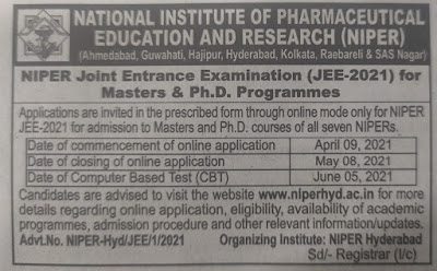 NIPER-PG-PhD-Admissions-2021