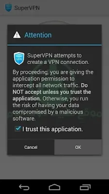 الموافقة علي تشغيل كاسر بروكسي Super VPN