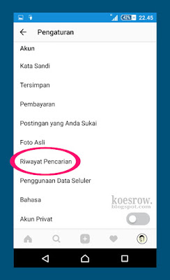 Cara memilih riwayat pencarian