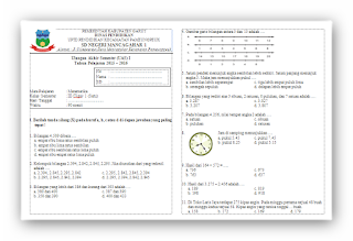 Soal UAS Matematika KTSP Kelas 3 Semester 1