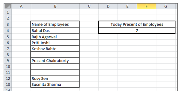 Excel Counta