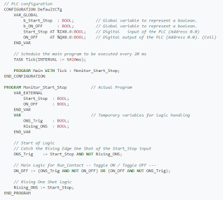 Example of structured text (ST)  programming language