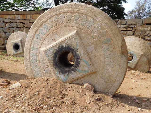Large wheels of the unused temple chariot, Bhoga Nandeeshwara Temple, Karnataka