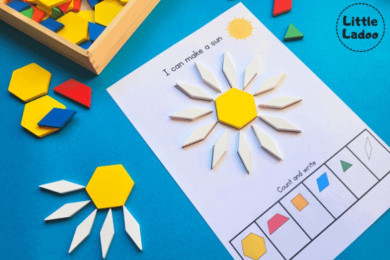 Pattern block mats - easy shape activities for kids