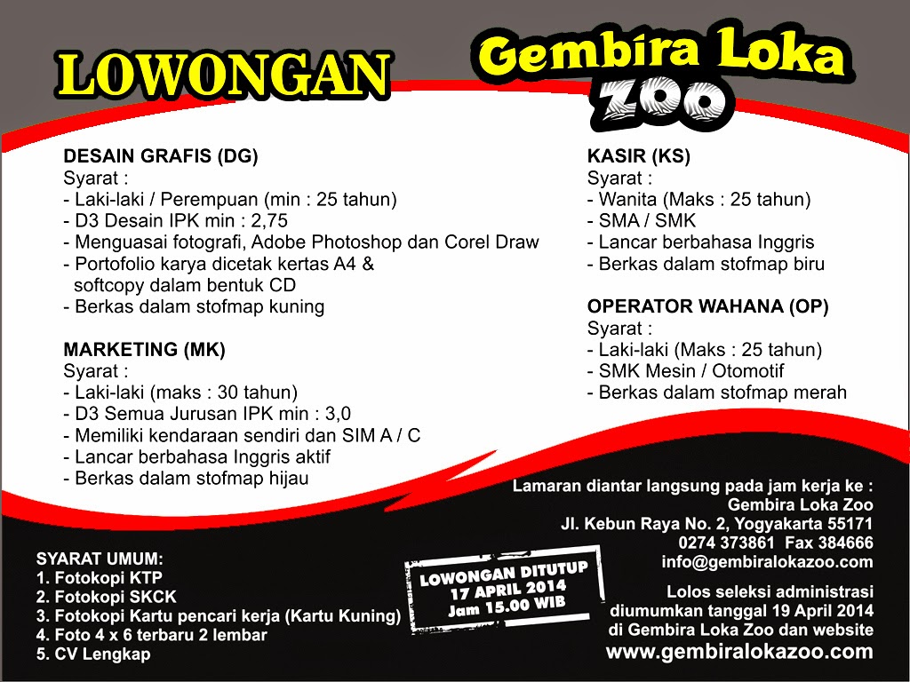 Gembira Loka Zoo: Desain Grafis, Marketing, Kasir dan 