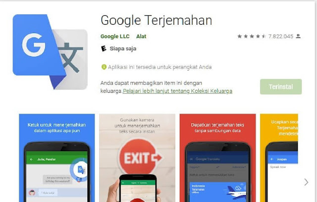 Google Translate,Aplikasi penejemah Favorit pada Android di unduh lebih dari 1 Milyar kali