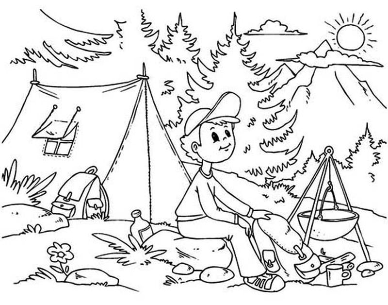 Printable summer camping coloring pages