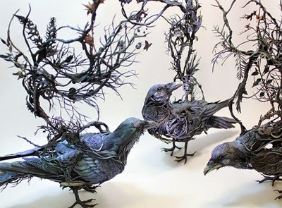 Unique clay and wire sculpture