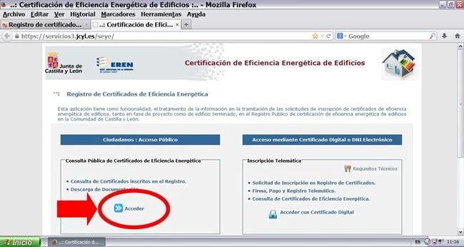 buscar certificado energetico en junta castilla y leon y registro ceren 3