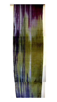 Painted warp for woven shibori