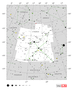 IAU: Карта на съзвездието Лебед | Cygnus