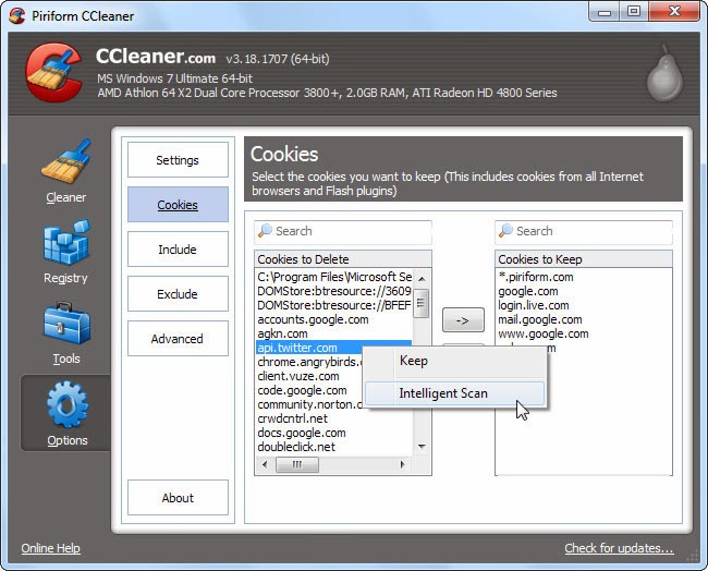 مسح cookies ببرنامج ccleaner