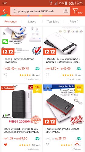 Nak beli power bank Pineng di Shopee tapi....