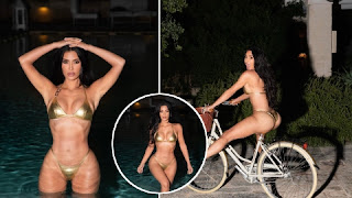Kim Kardashian Takes Center Stage Yet Again: Dazzles Fans with Late-Night Swim in Italy Sporting Petite Metallic Bikini  In a display that has once again thrust her into the limelight, Kim Kardashian left her Instagram followers in awe as she shared glimpses of a late-night swim in Italy, showcasing a stunning metallic bikini. The well-known personality from "Kardashians" fame, celebrated for her impeccable fashion sense, embraced an aura of radiant gold through a series of enchanting photos.  Under the playful caption "Nite swim in Puglia," Kim unveiled a captivating carousel of images that captured the 42-year-old celebrity in various poses. From gracefully positioned stances in a pool to a lighthearted moment atop a vintage-style bicycle complete with a quaint wicker basket, the photographs perfectly encapsulated her carefree spirit.  Kim's swimwear selection for this particular occasion featured an alluring Dolce & Gabbana bikini ensemble. The ensemble included a perfectly matched string top and bikini bottom, both tastefully adorned with striking gold hardware that elegantly accentuated the straps.  While Kim's Skims swim line had previously showcased a brilliant array of metallic shades, her choice for this outing marked a departure, bringing a unique twist to her swimwear style. Loose waves of hair cascaded down her back, lending an added touch of laid-back charm to the overall scene. The makeup palette chosen featured bronzed tones, featuring earthy eyeshadows and a subdued lip shade, contributing to her undeniable allure.  Responses from Kim's legion of fans and followers came in the form of an outpouring of adoration. Among the comments, one enthusiastic supporter affectionately hailed her the "Armenian Barbie," while another admirer couldn't help but exclaim, "You're pure gold, baby!" A third voice chimed in, stating, "Opinions aside, Kim exudes an undeniable magnetism."  However, even amid the shower of praise, a few couldn't resist injecting a light-hearted jab. Observers playfully noted that the "swim" seemed more akin to an impromptu photo op rather than a genuine aquatic activity. One commenter amusingly noted, "She's not even swimming, bro," while another quipped, "An unplanned snapshot, complete with a full camera crew and impeccable lighting."  Kim's recent escapades into glamour transcend the boundaries of this late-night poolside scene. Recently, she captivated audiences by donning the much-talked-about autumn 2023 collection from Marc Jacobs, arresting attention through a series of impactful black-and-white images. As Kim's reign of captivating style and magnetic allure continues, her fervent fan base eagerly awaits the unveiling of her next extraordinary venture.