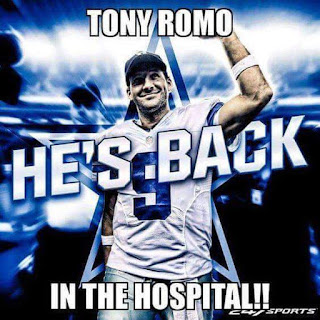 #nfl #nflmeme - tony #romo. he's back in the #hospital!!!