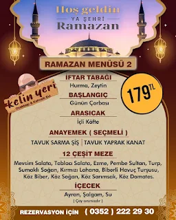 Kelin Yeri Ocakbaşı Ramazan 2023 İftar Menüsü 2 Tavuk Menü