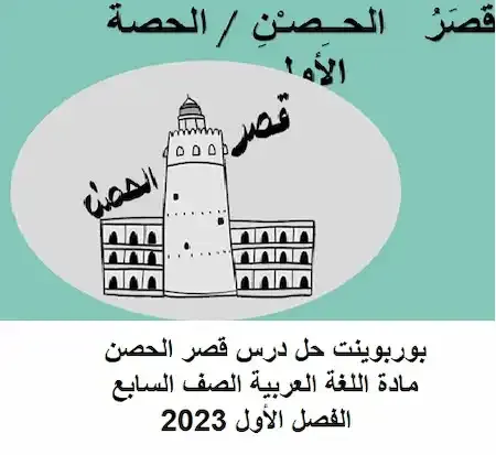 بوربوينت حل درس قصر الحصن مادة اللغة العربية الصف السابع الفصل الأول 2023