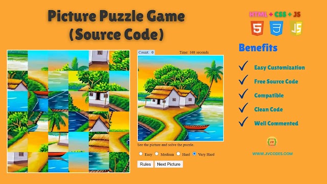 Picture Puzzle Game Using HTML, CSS, and JavaScript (Free Source Code)