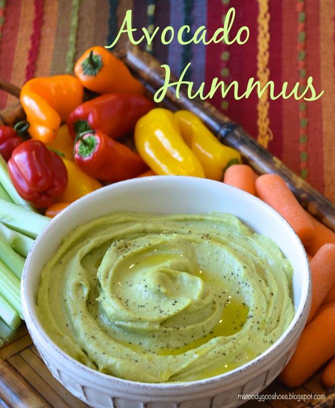 Avocado Hummus - This couldn't be easier. Throw a few ingredients in the food processer, and it's done in no time! | Ms. Toody Goo Shoes #hummus #avocado