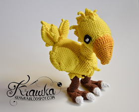Krawka: Chocobo from Final Fantasy - crochet plush, wired inside - fully adjustable. 