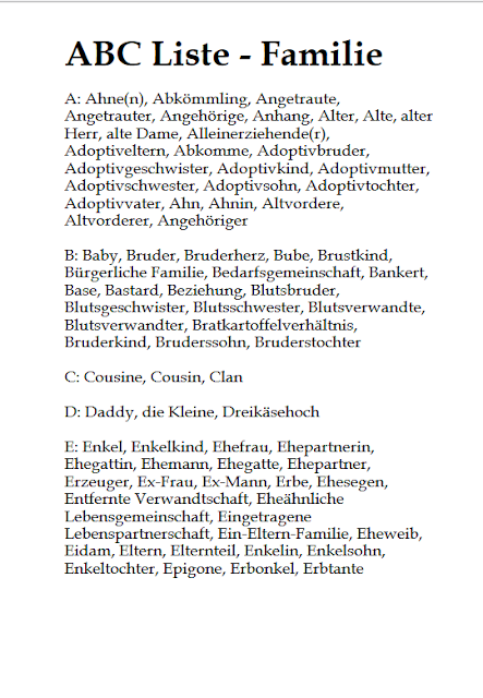 Ausarbeitung in PDF-Datei: Abc Liste - Familie