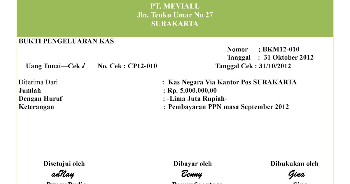 Akuntansi puna 'na MEVI: BKK Untuk Pembayaran PPN