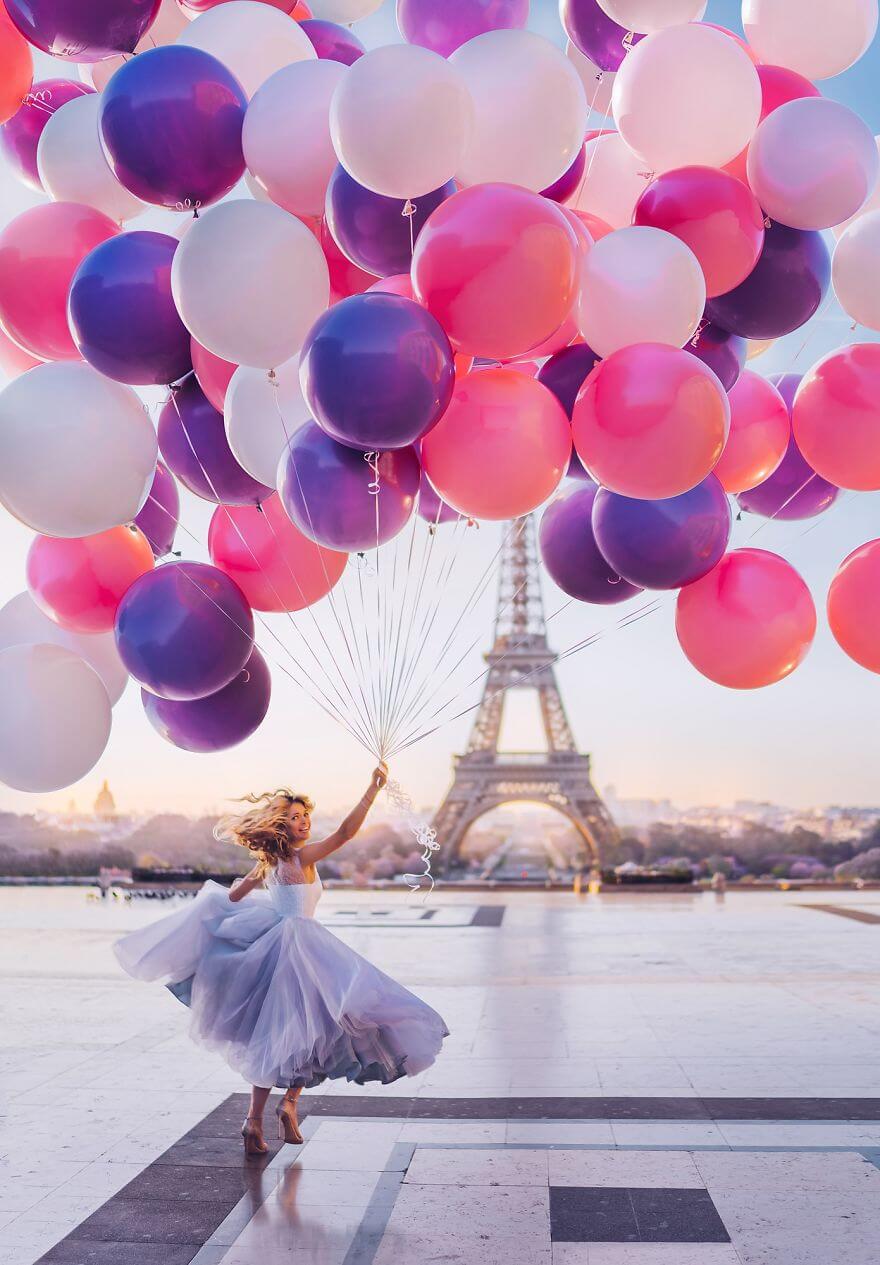 15 Pictures Of Girls In Dresses That Beautifully Match Their Backgrounds - Paris, France, Tour Eiffel. Model Vera Brezhneva