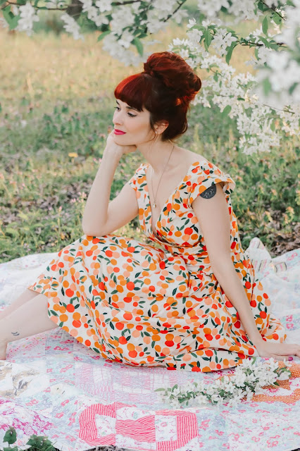 FLORENCE MINI SUMMER ORANGES DRESS FROM EMILYANDFIN.CO.UK