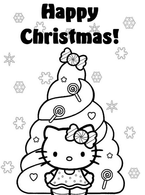 Happy Christmas Hello Kitty Coloring Pages Christmas Tree