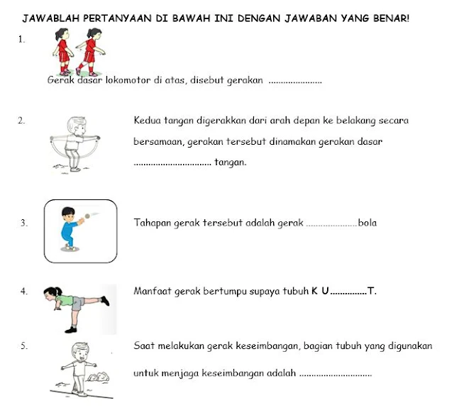 Kisi-Kisi Soal Sumatif Semester 1 Kelas 1 Mapel PJOK