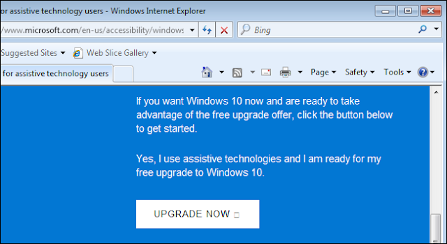 Vous pouvez toujours obtenir de Windows 10 gratuitement à partir de l'accessibilité du site de Microsoft