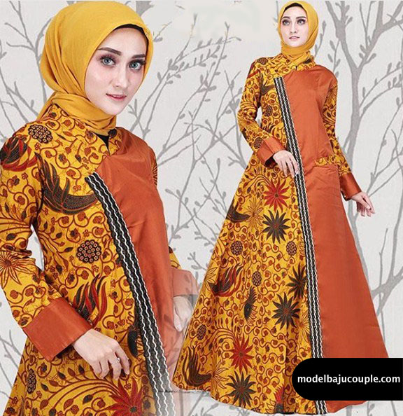 30 Flavor Gamis Batik Kombinasi Cantik Kain Polos Sifon 