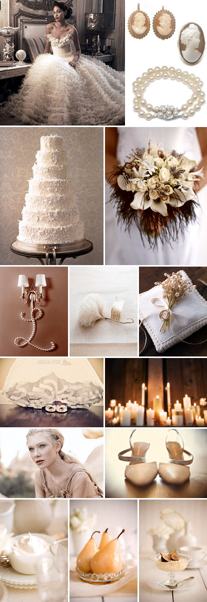 Planning a winter white cream wedding This inspiration board comes to you