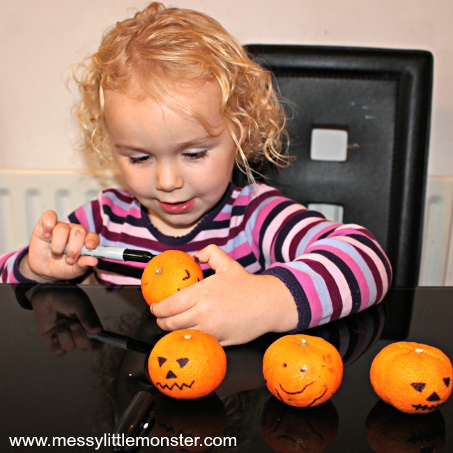 Jack o lantern tangerines pumpkin activity for kids