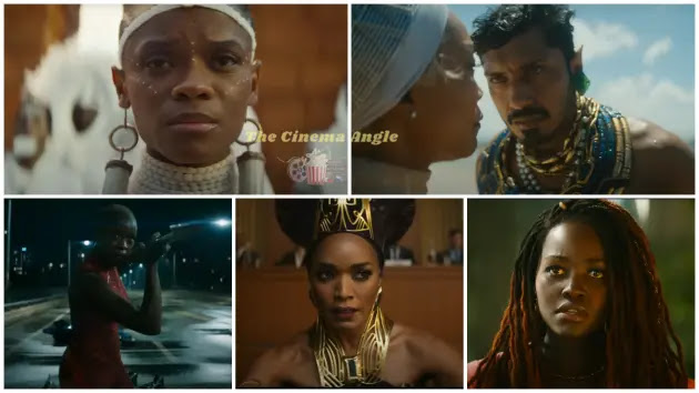 Letitia Wright, Tenoch Huerta, Angela Bassett, Danai Gurira and Lupita Nyong'o in Black Panther: Wakanda Forever