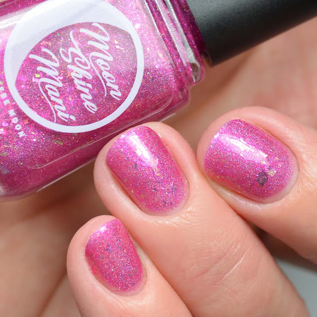 pink holographic nail polish swatch