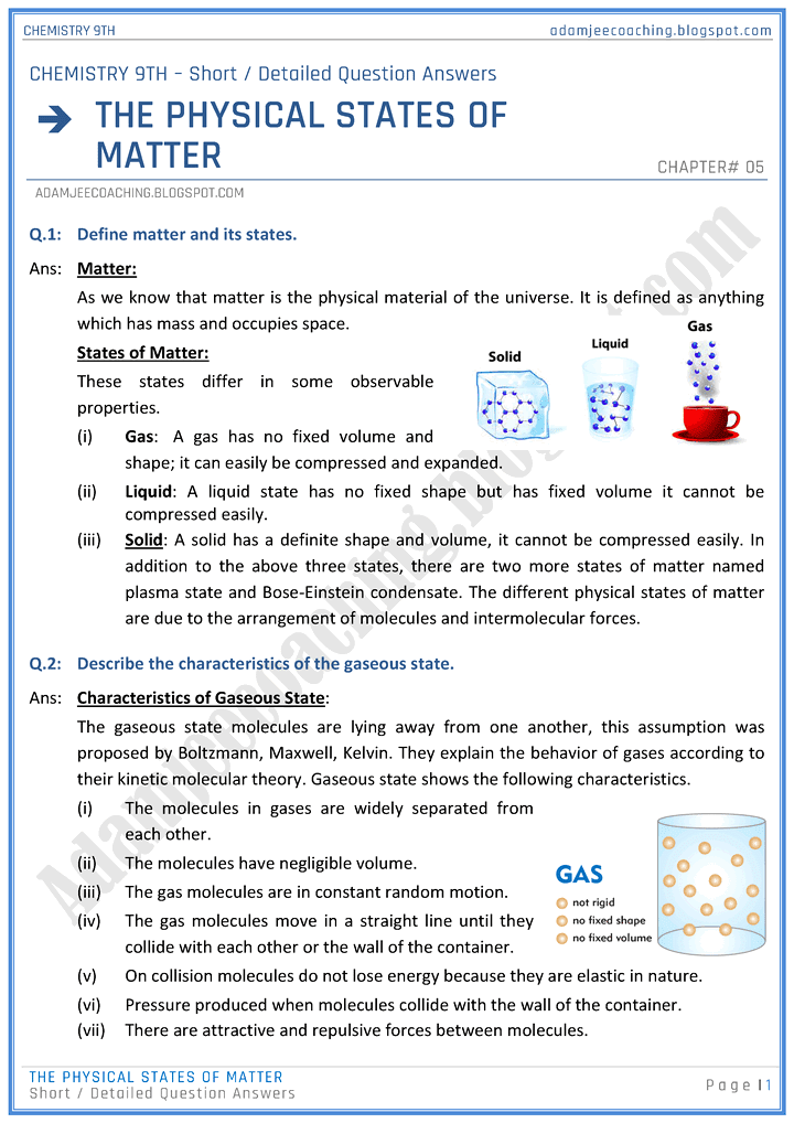 the-physical-states-of-matter-short-and-detailed-question-answers-chemistry-9th