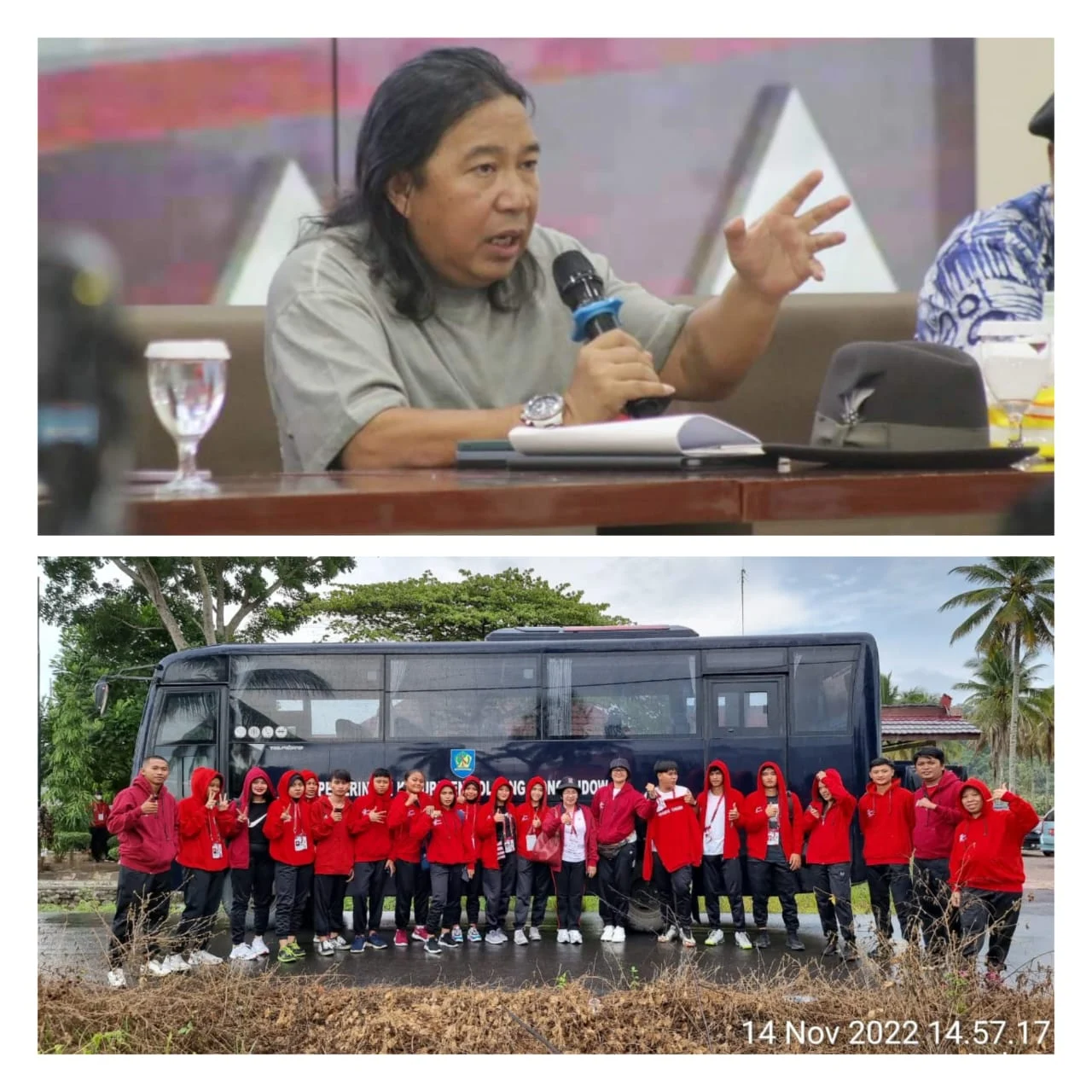 Bupati Mitra James Sumendap MH/Kontingen Porprov. (Foto istimewa)