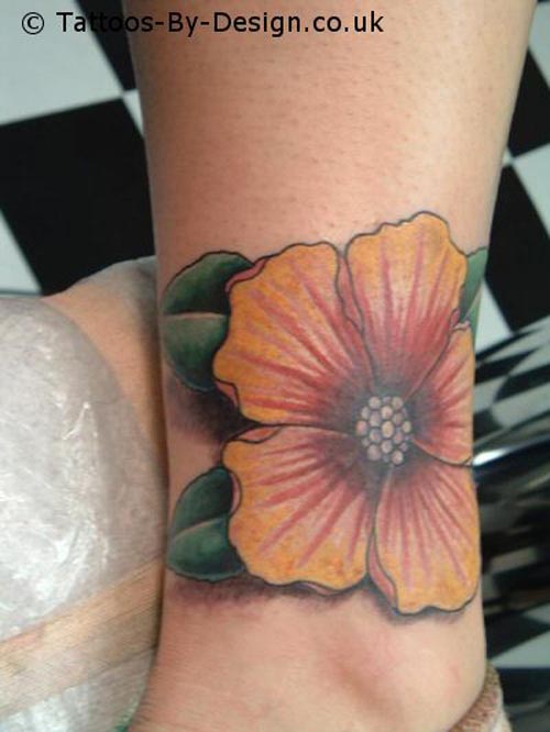 Red foot hibiscus flower tattoos for women collections