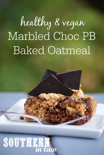 Marbled Vegan Chocolate Peanut Butter Baked Oatmeal Recipe - low fat, gluten free, healthy, vegan, clean eating recipe, healthy breakfast recipes, freezer friendly,  breakfast meal prep