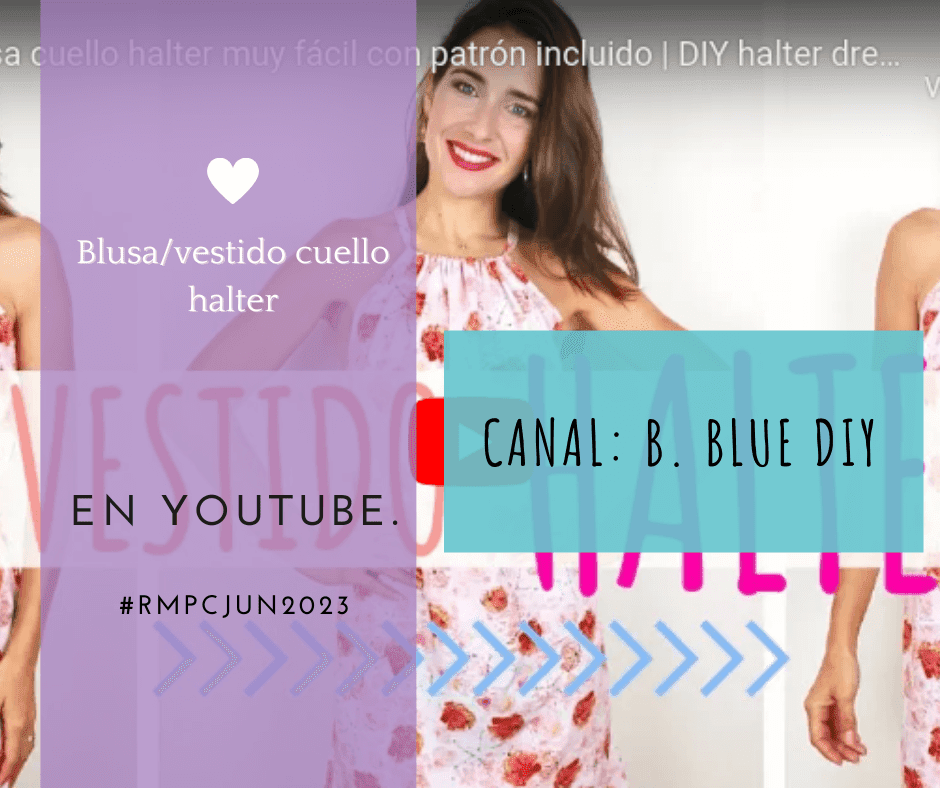 Cartel cabecera para reto de rompecosturas de blusa o vestido cuello halter a partir de tutorial de B. Blue Diy