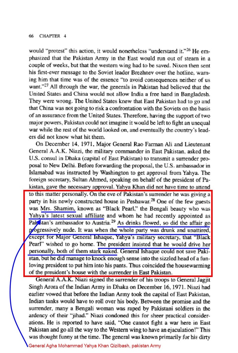 Muslim Ruler & Military General of the Islamic Republic of pakistan, Yahya Khan, engaged in sexual debaucheries & debasement