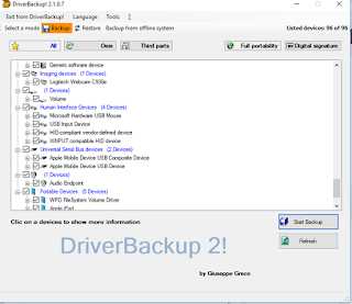 DriverBackup adalah perangkat lunak Driver Backup portabel untuk Windows PC