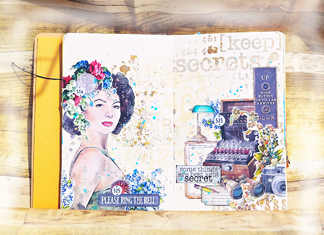 Art journaling with scrapbook papers - Ciao Bella Paper Enigma Collection - project by Lou Sims
