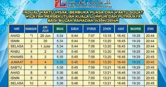 ..Life is Beautiful.. ♫♪♫♪: Jadual Waktu Imsak, Berbuka ...